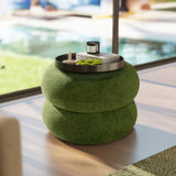 Nest - Round Upholstered Moss Green Ottoman - OROA