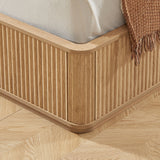 Natural Oak Finish Fluted King Platform Bed – OROA, view 4