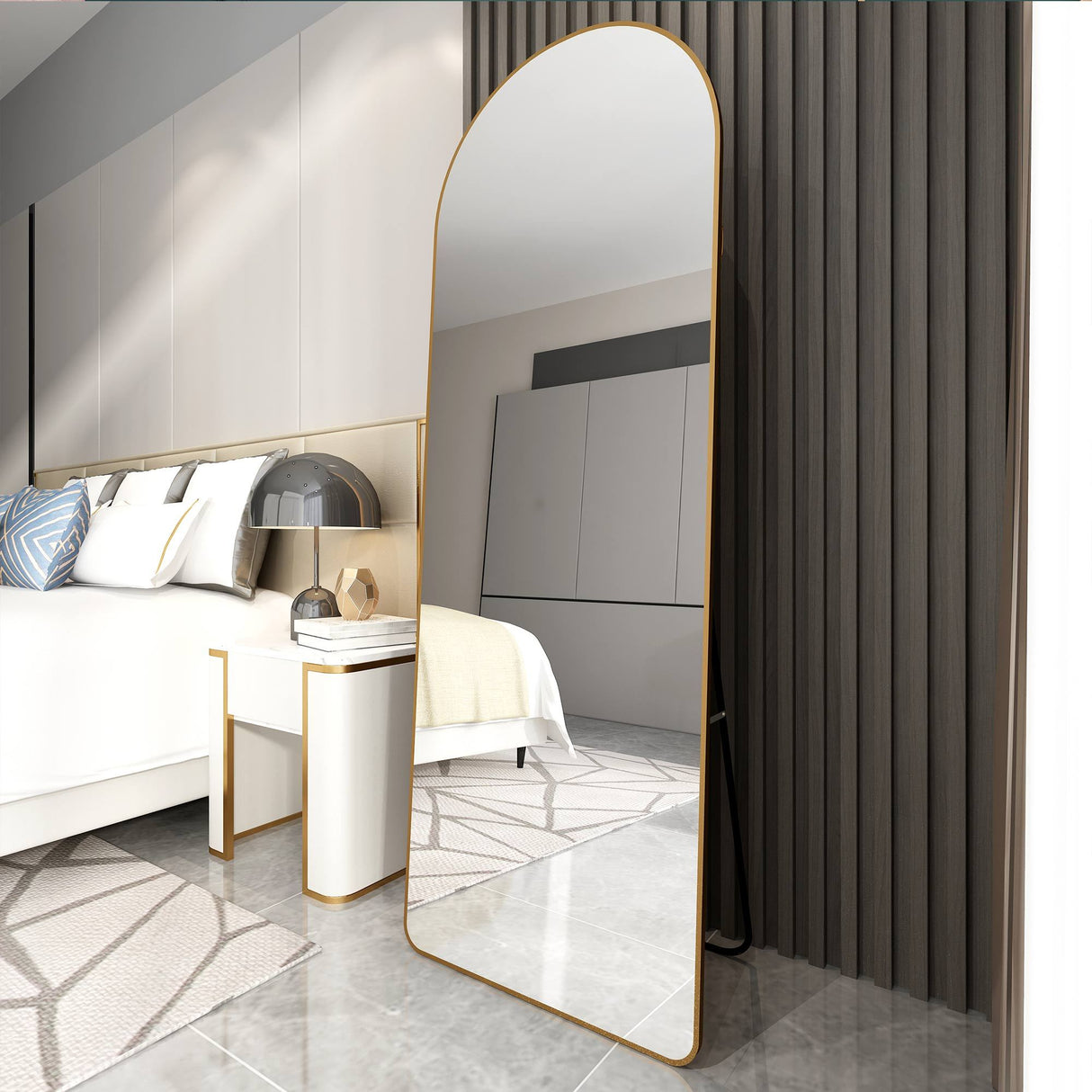 Floor Mounted Full Length Mirror - Gold Frame - OROA