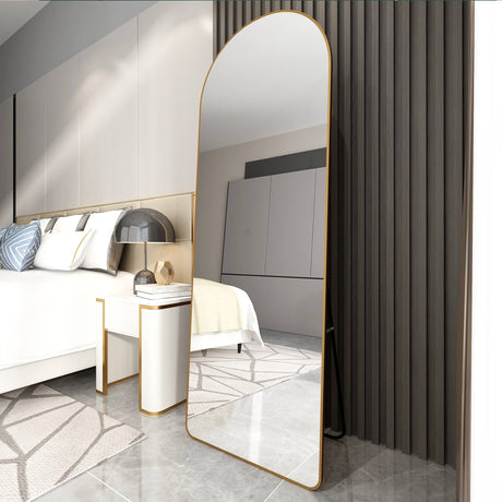 Gold Frame Floor Mounted Full Length Mirror | OROA