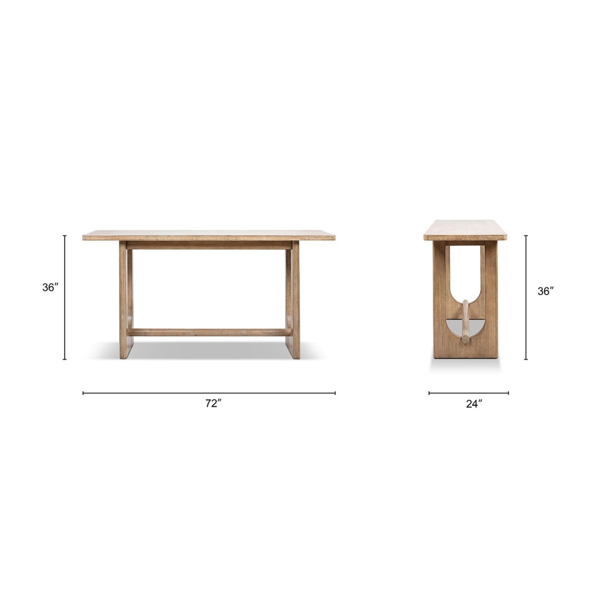 Turnkey Modern Trestle Console Table, Antique Natural Brown Reclaimed Pine - OROA Modern Furniture