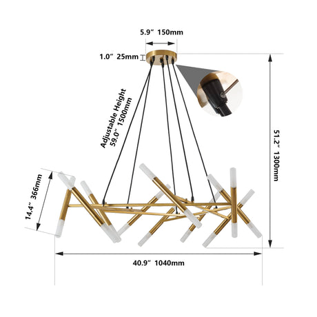 Golden Modern Chandelier Light Fixture with Branch Design