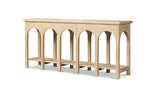 Natural Reclaimed Elm Console Table with Arched Base — opposite three-quarter view