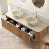 Nordic Bathroom Vanity, Ceramic Basins Stone Top - OROA