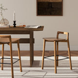 Minimalist Low Back Walnut Counter Stool - OROA