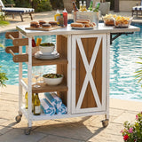 Foldable Outdoor Kitchen Island Patio Prep Station - White