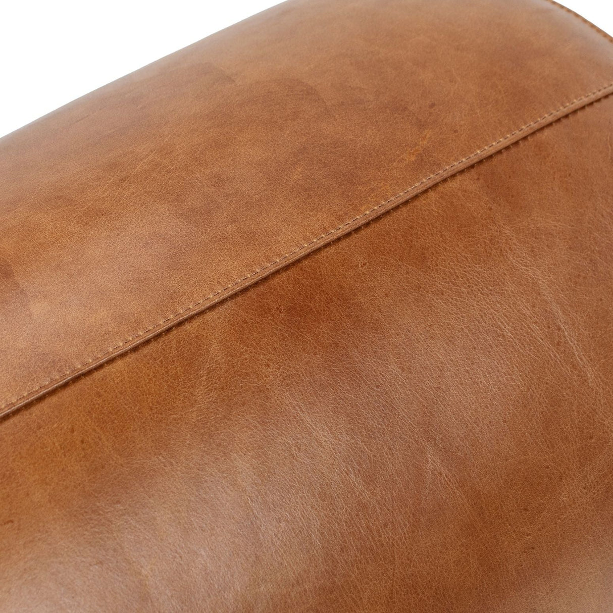 Round Brown Leather Ottoman - OROA