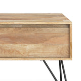 Wooden desk with metal legs on a white background