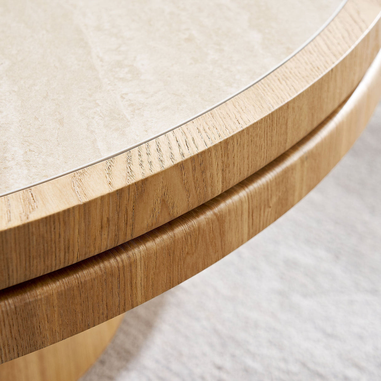 Natural Round Coffee Table with Sintered Stone Top - OROA