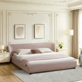 Pink Boucle Curved Wingback King Bed | Catchy