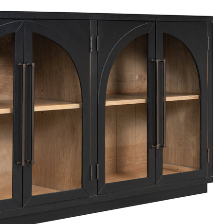 Black Vintage Arched Storage Buffet Cabinet - OROA