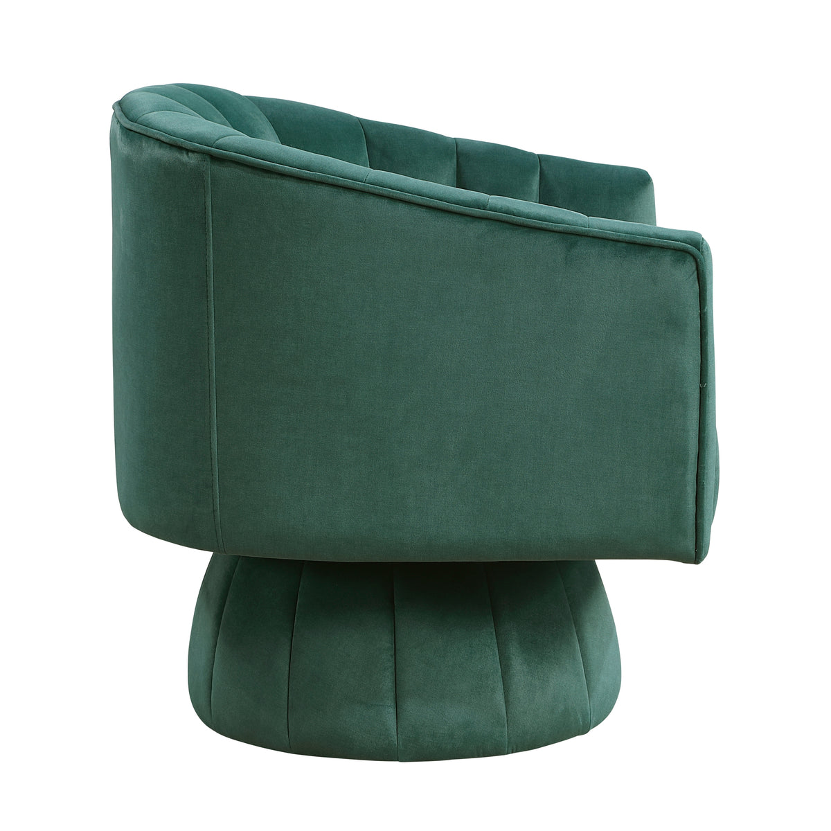 Dark Green Channel Stitched Velvet Swivel Chair – OROA, view 3