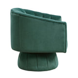 Dark Green Channel Stitched Velvet Swivel Chair – OROA, view 3