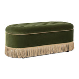 Melindaa - Oval Tufted Bullion Fringe Storage Bench