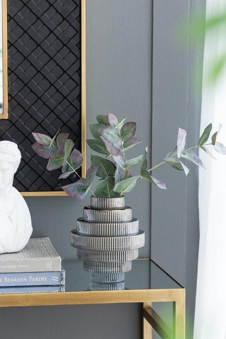 Multi-Tiered Geometric Vase with Smoked Blue Finish (S/2)