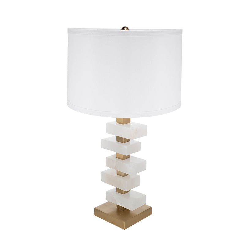 White and Gold Alabaster Slab Table Lamp