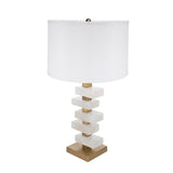 White and Gold Alabaster Slab Table Lamp