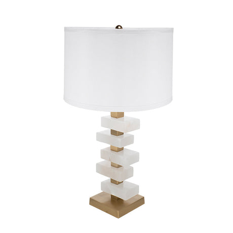 White and Gold Alabaster Slab Table Lamp