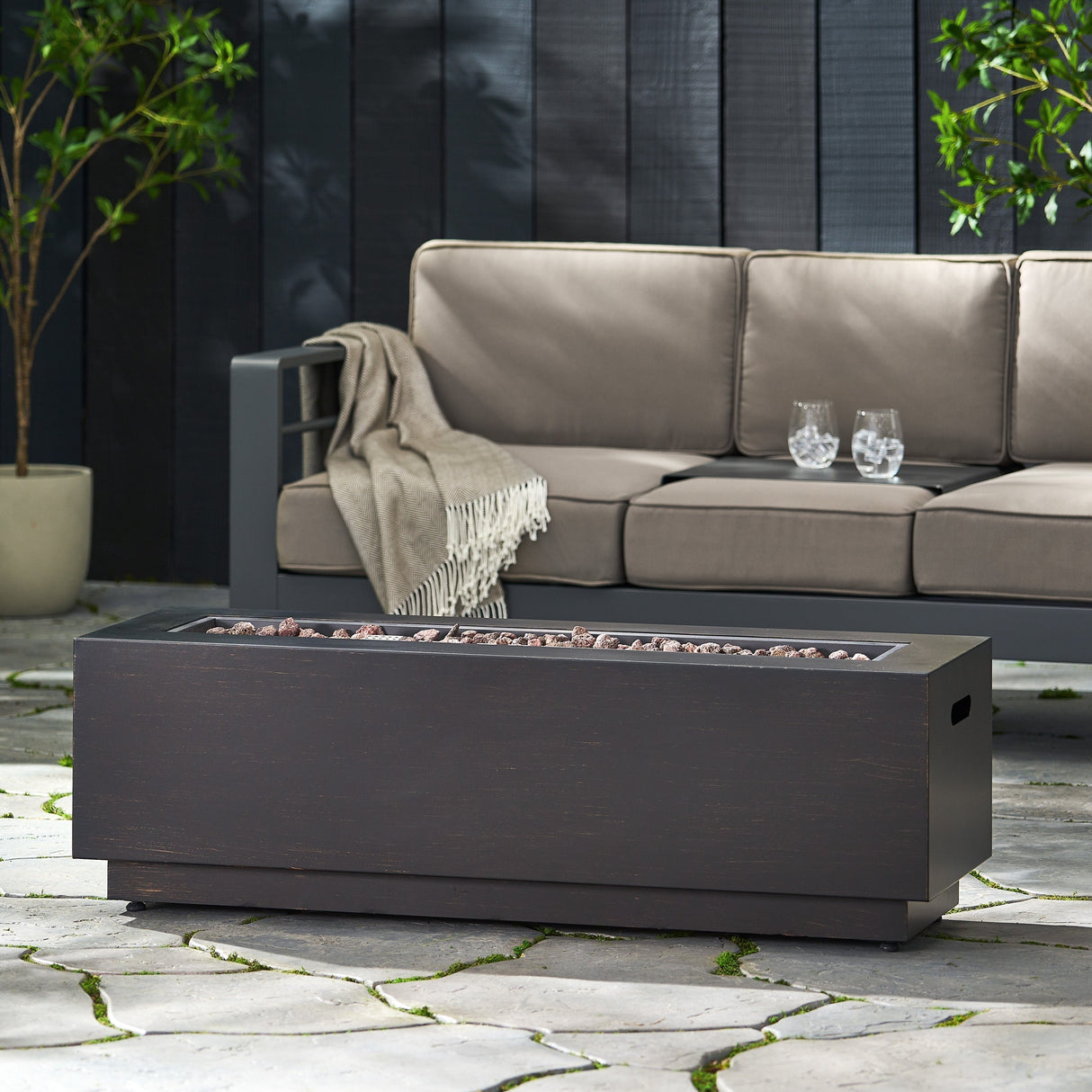 Modern Dark Grey - Outdoor Iron Propane Fire Pit