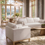 Knox Modern Farmhouse Arm Chair, Light Beige Chenille with Pinewood Frame - OROA Online Furniture