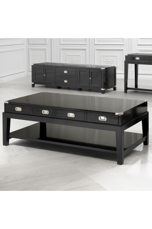 Black 3 Drawer Coffee Table | Eichholtz Military | OROA TRADE