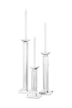Crystal Glass Stick Candle Holder Set of 3 - Eichholtz Livia | OROA TRADE