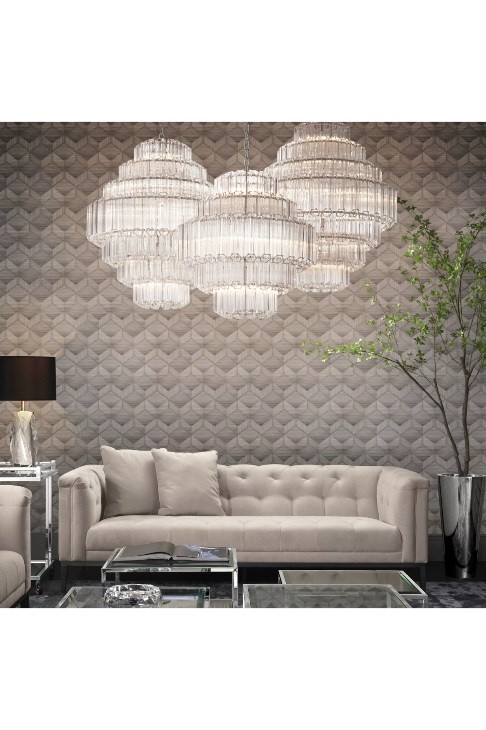 Cascading Bevelled Glass Chandelier | Eichholtz Vittoria | Oroa.com
