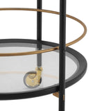 Modern Round Bar Cart with Tempered Glass Shelves and Gold Accents - OROA Online Furniture