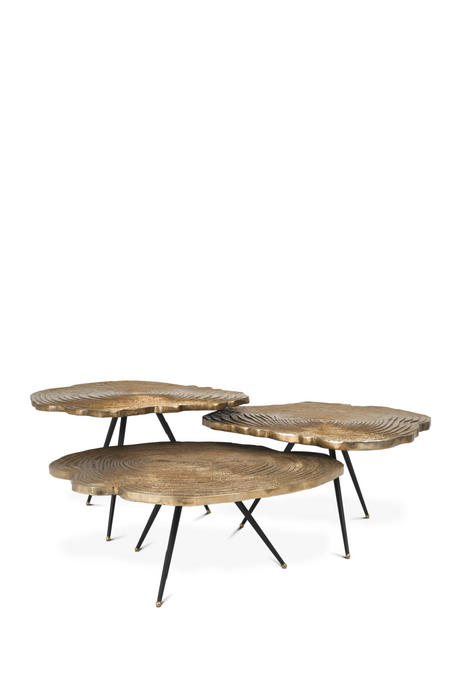 Gold Wood Slice Coffee Table Set | Eichholtz Quercus | OROA TRADE
