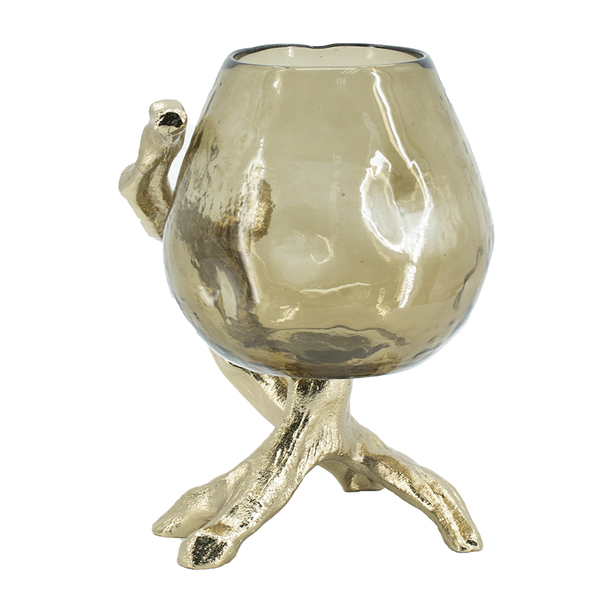 Glass Candle Holder on Gold Metal Legs - OROA