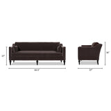 Josephine Modern Upholstered Sofa with Solid Wood Legs, Deep Brown Performance Velvet - OROA Modern Furniture