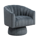 Dark Gray Channel Stitched Velvet Swivel Chair – OROA, view 1