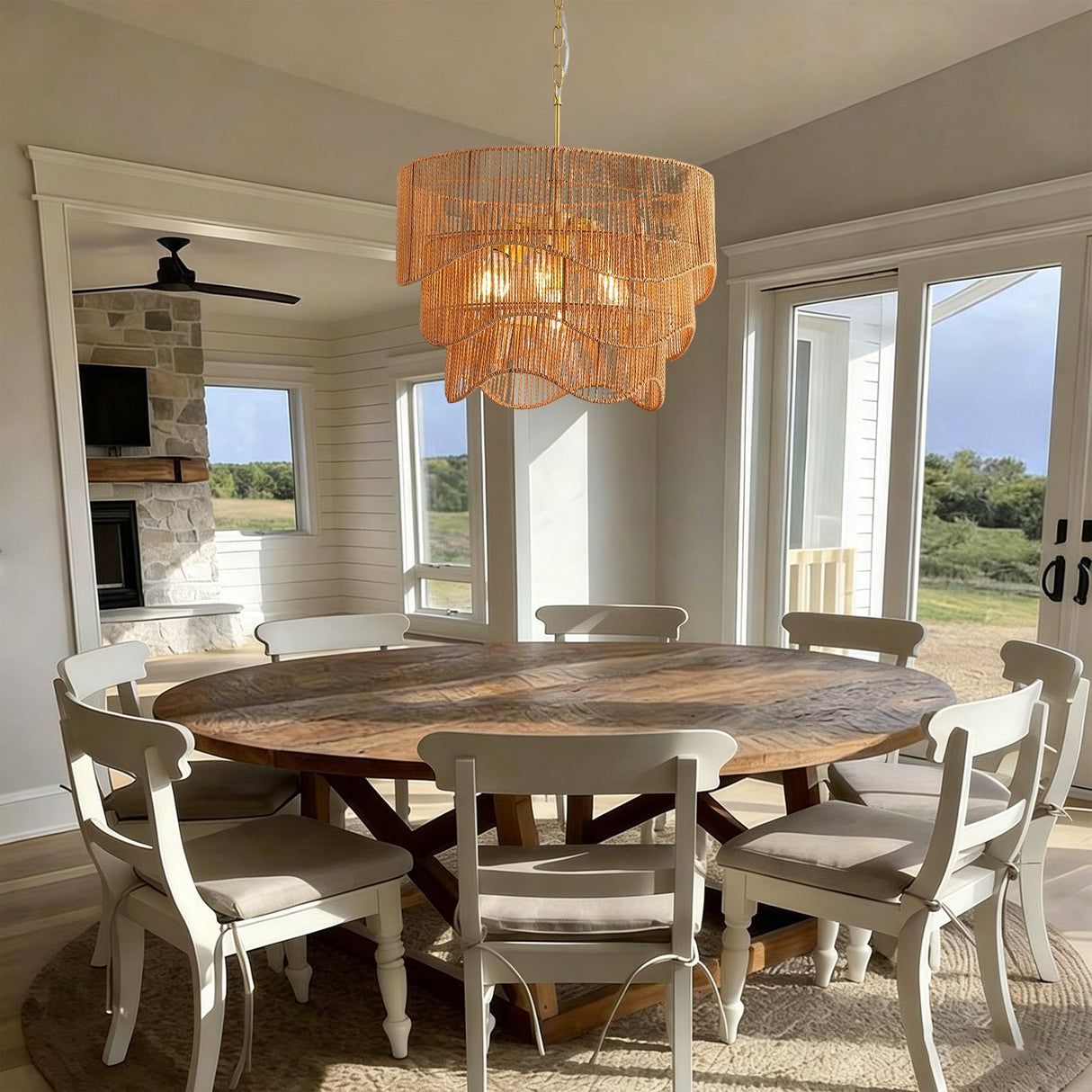 Handwoven Paper Rattan Boho Chandelier - OROA