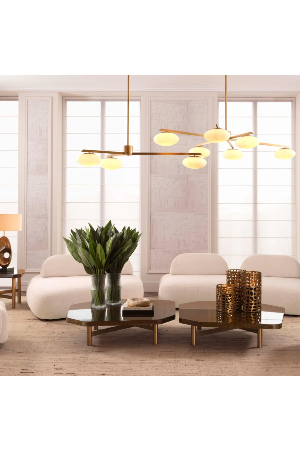 Elliptical White Glass Chandelier | Eichholtz Evergreen | Oroa.com