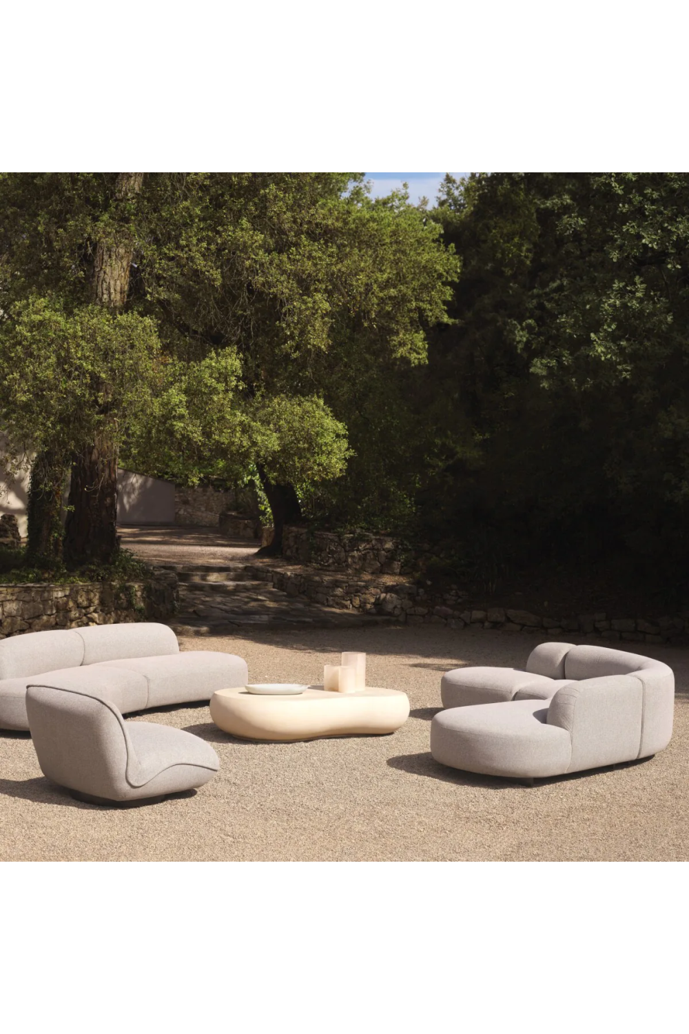 Light Gray Curved Outdoor Sofa