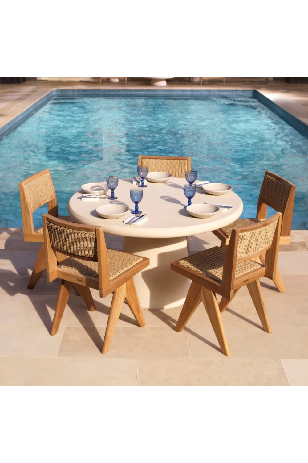 White Round Outdoor Dining Table M Eichholtz Cleon
