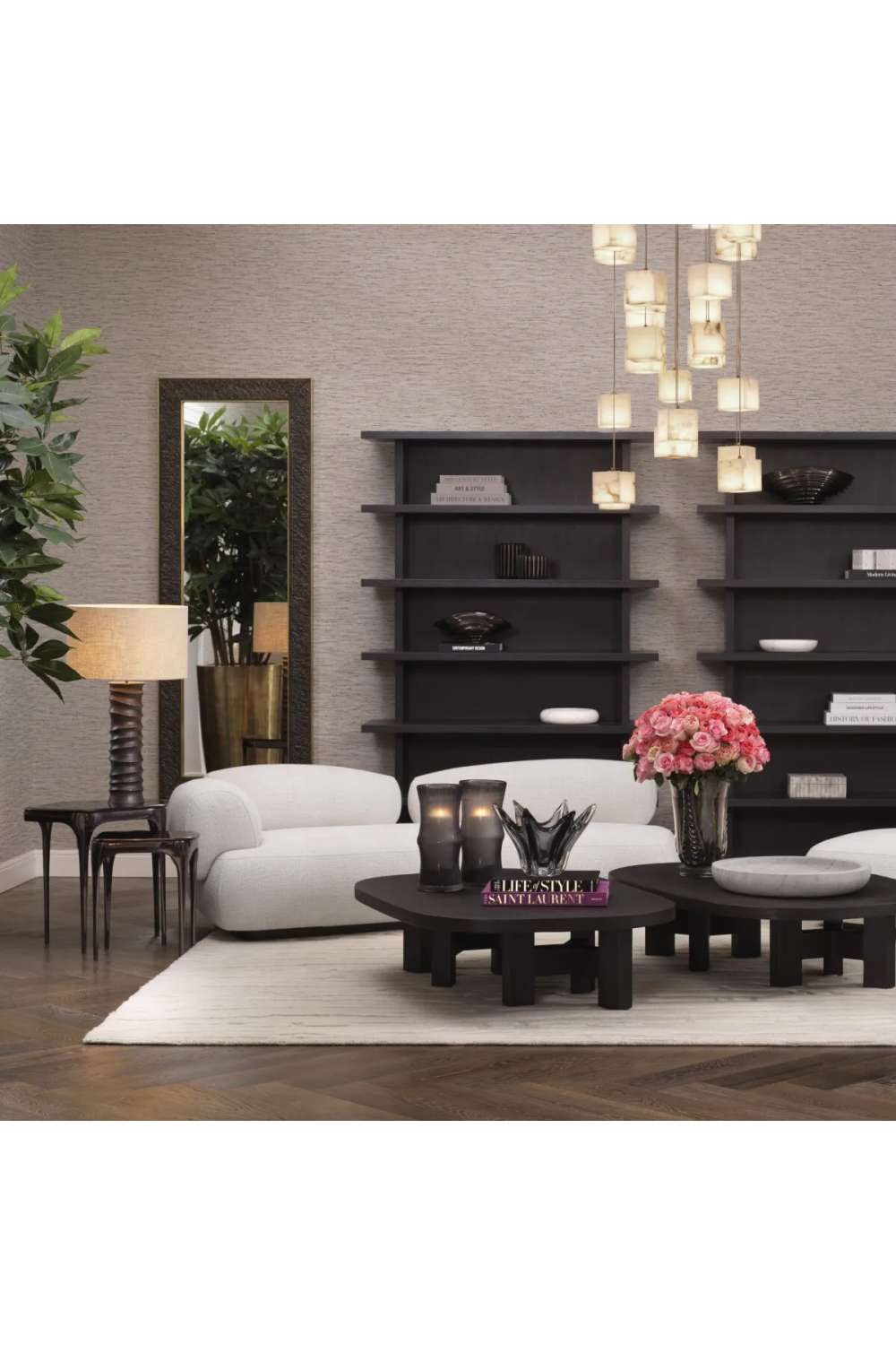 Black glass side tables for living room deals