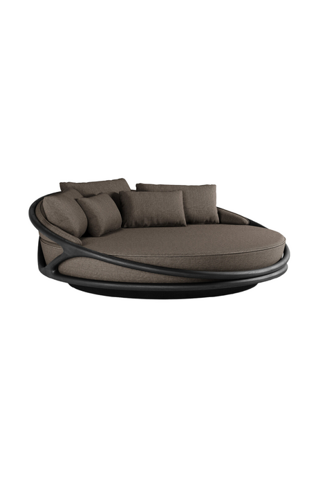 Round Varnished Teak Outdoor Daybed | Morpho By Tomorrowland Solis | Oroa.com