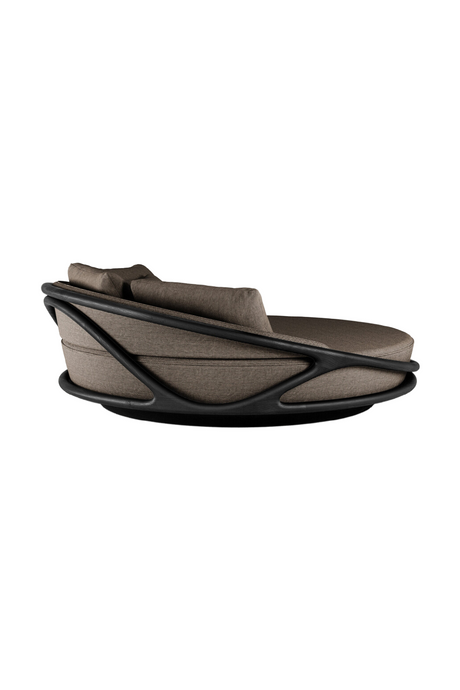 Round Varnished Teak Outdoor Daybed | Morpho By Tomorrowland Solis | Oroa.com