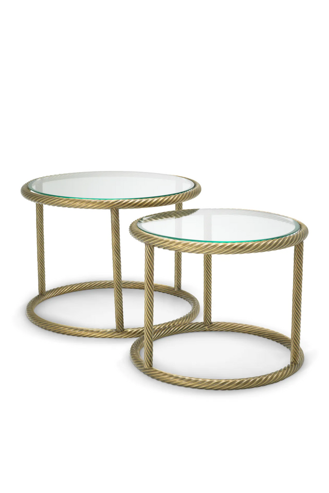 Vintage Brass Round Side Tables (2) | Eichholtz Addison | Oroa.com