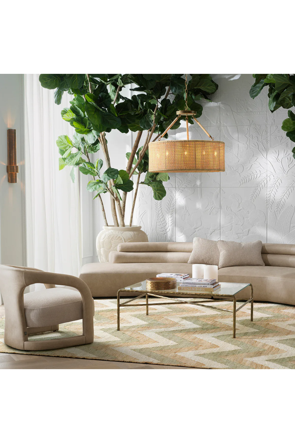 Woven Rattan Round Chandelier | Eichholtz Bernardi | Oroa.com