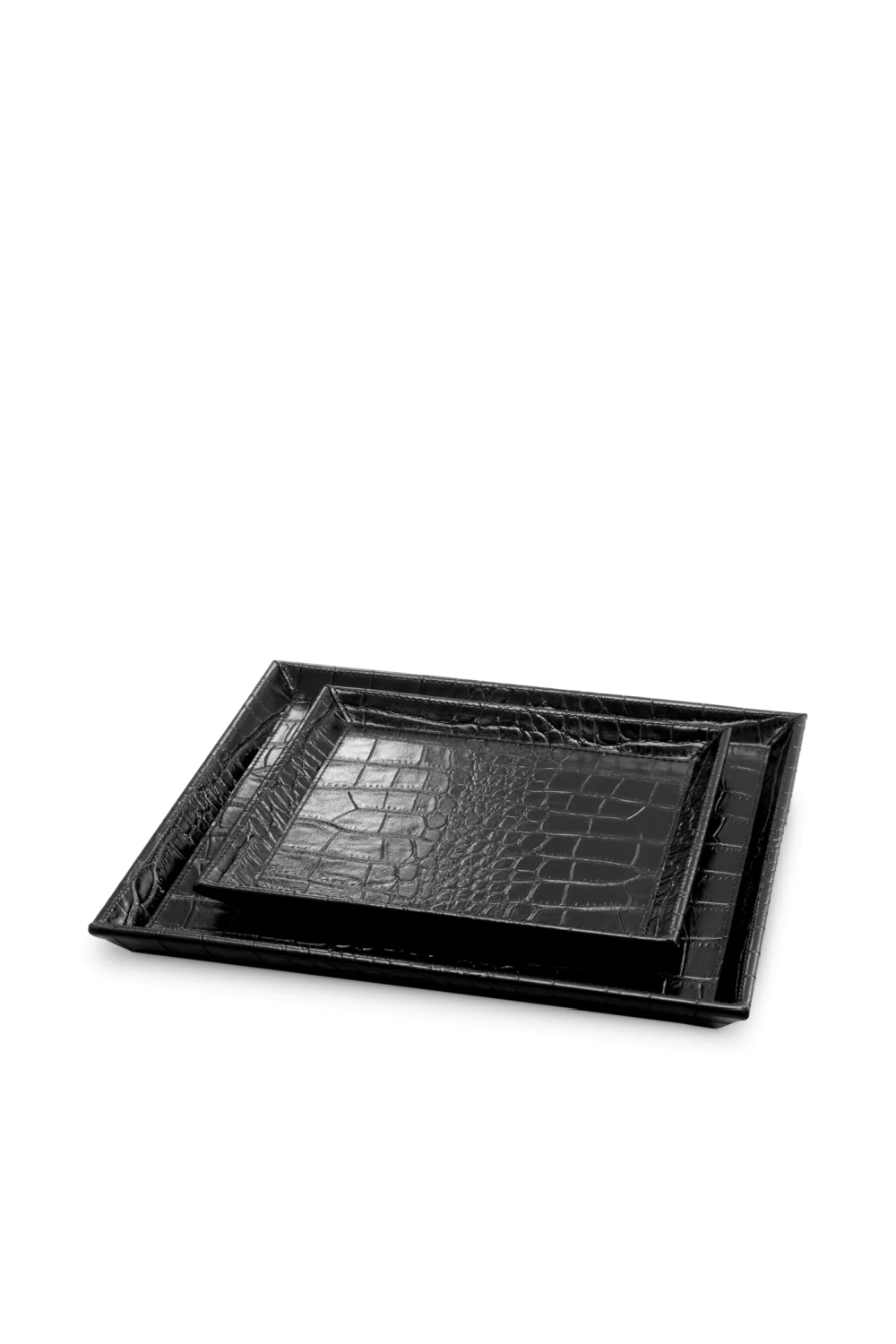 Croco Black Leather Tray Set (2) | Eichholtz Scaleo | Oroa.com