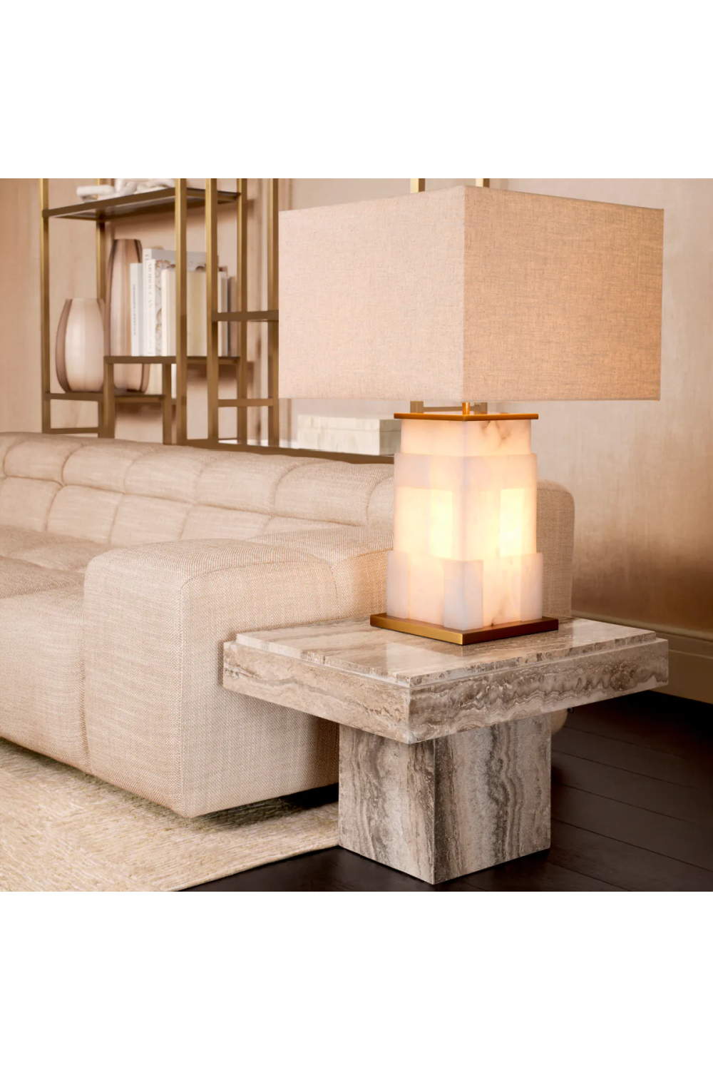 Silver Travertine Rectangular Side Table | Eichholtz Sartoria | Oroa.com