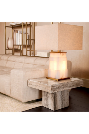 Silver Travertine Rectangular Side Table | Eichholtz Sartoria | Oroa.com