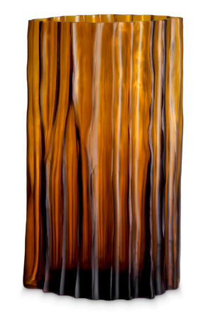 Fluted Amber Glass Vase | Eichholtz Vivente | OROA.com