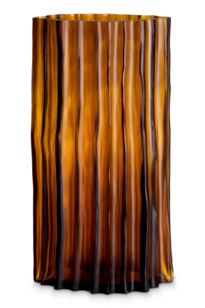 Fluted Amber Glass Vase | Eichholtz Vivente | OROA.com