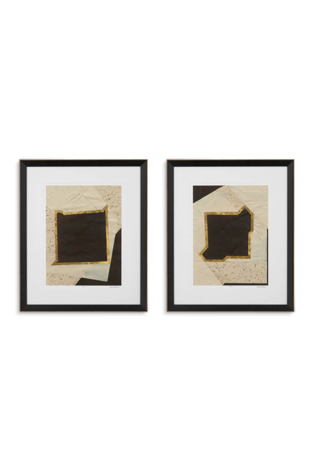 Wooden Framed Modern Artwork Set (2) | Eichholtz Creased Umber | Oroa.com