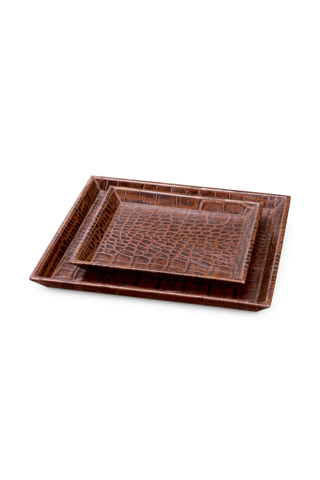 Croco Black Leather Tray Set (2) | Eichholtz Scaleo | Oroa.com