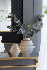 Tiered Geometric Amber Luster Clear Vase (S/2)