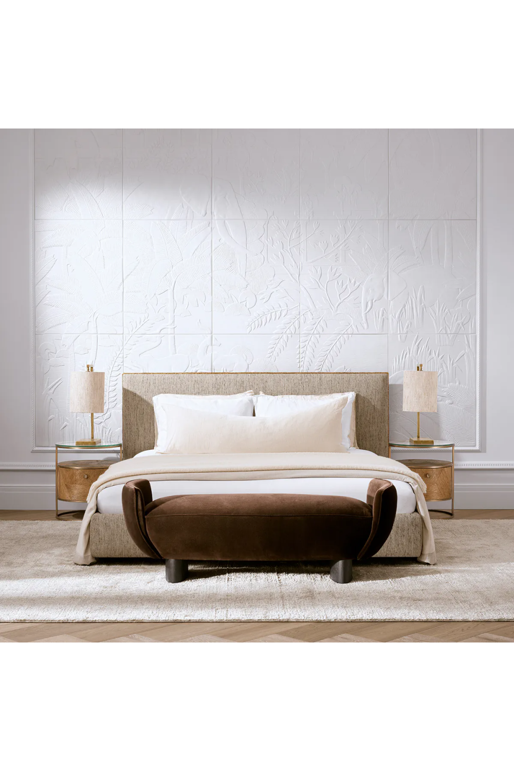Beige Minimalist King Bed Frame | Eichholtz Ashford | Oroa.com